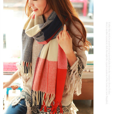 Unisex Winter Imitation Cashmere Plaid Scarf