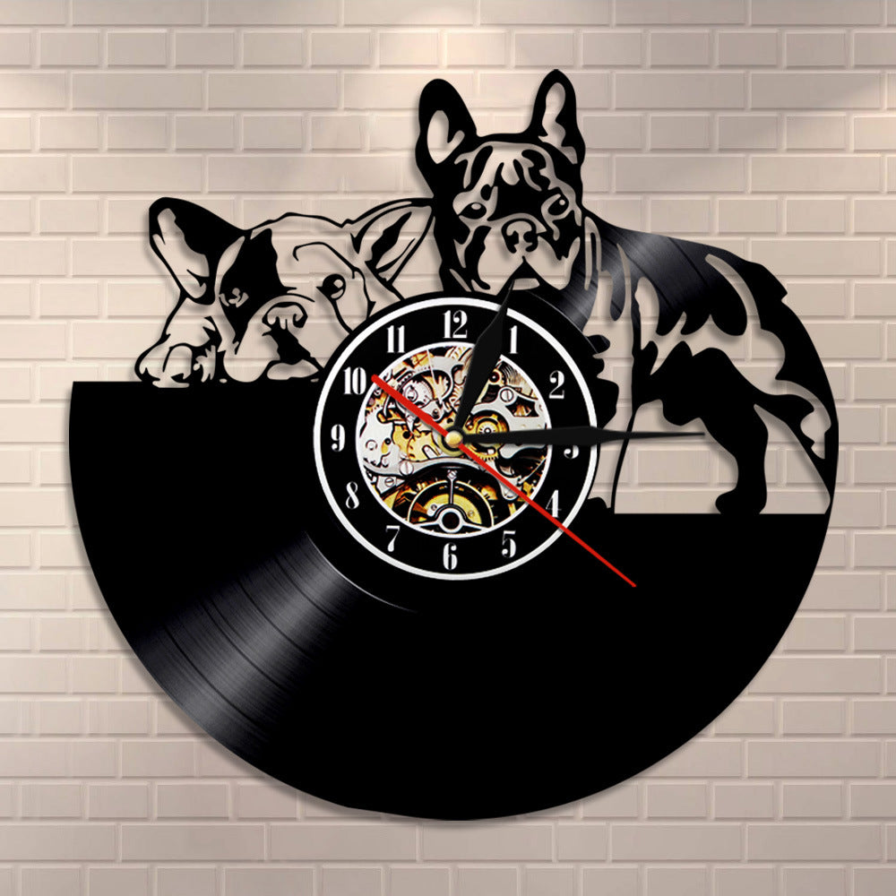 Best-selling Pet Dog Vinyl Record Wall Clock Wall Home Decoration