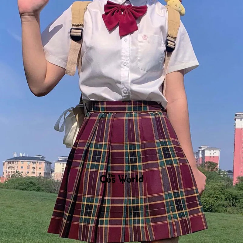 Girl's Summer High Waist Pleated Skirts Plaid Skirts Women Dress For JK School Uniform Students Cloths