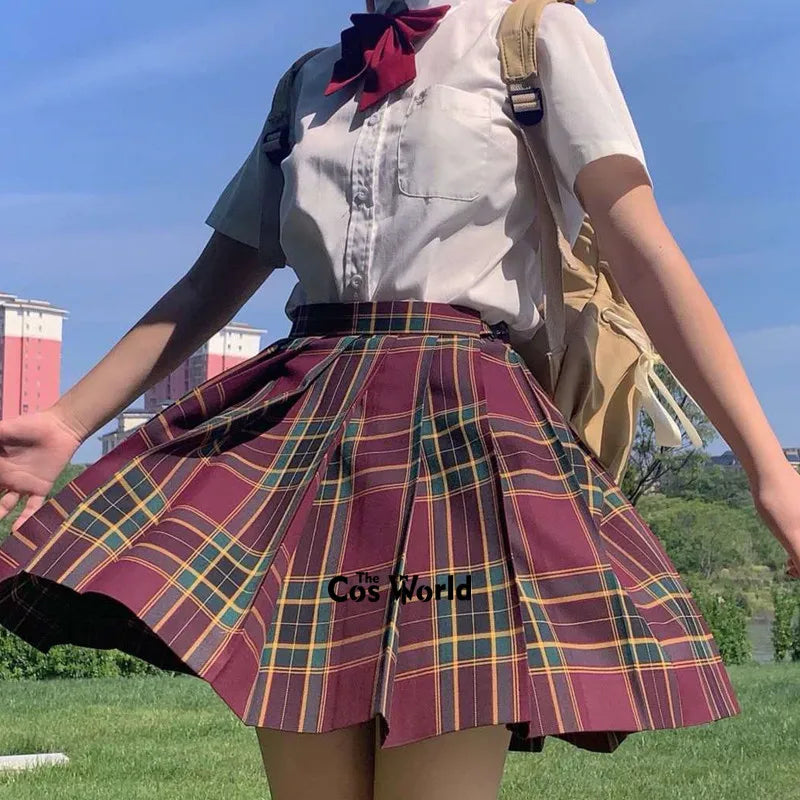 Girl's Summer High Waist Pleated Skirts Plaid Skirts Women Dress For JK School Uniform Students Cloths