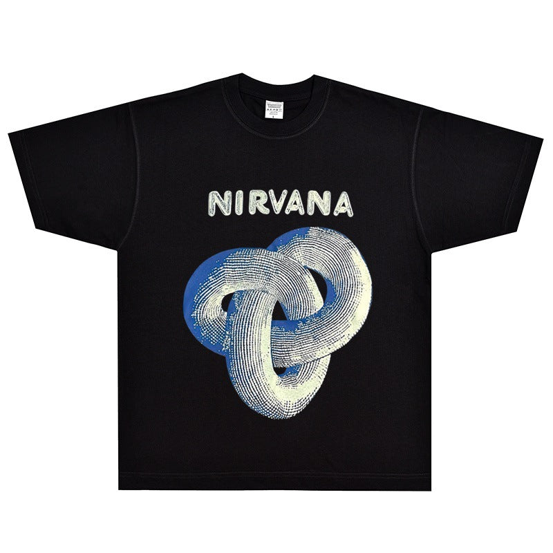 Nirvana  T-shirt Rock American Retro Street Loose High Street Small Neckline Vintage Short Sleeve