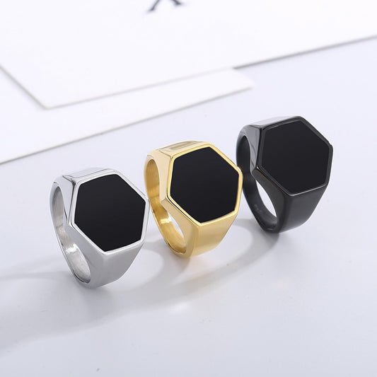 Stainless Steel Shiny Black Ring