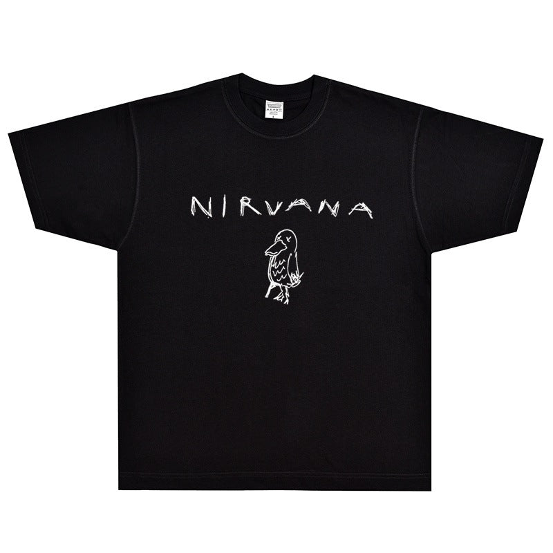 Nirvana  T-shirt Rock American Retro Street Loose High Street Small Neckline Vintage Short Sleeve