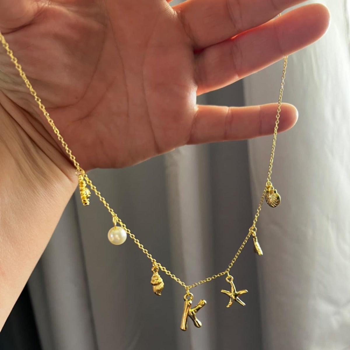 Summer Beach Shell 14k Starfish Surfing Clavicle Chain Fashion Bohemian Pendant Chain