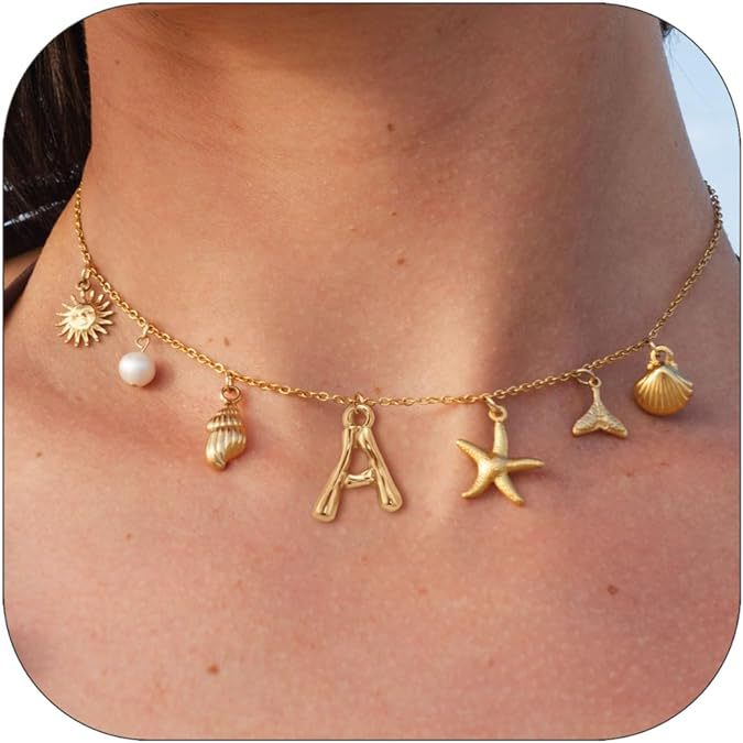 Summer Beach Shell 14k Starfish Surfing Clavicle Chain Fashion Bohemian Pendant Chain