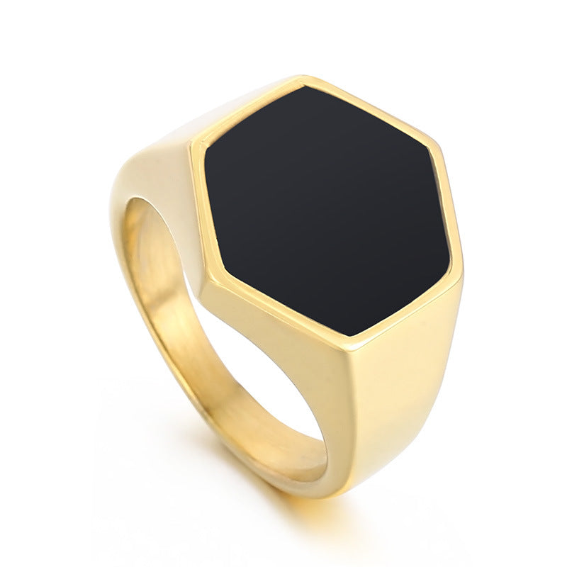 Stainless Steel Shiny Black Ring