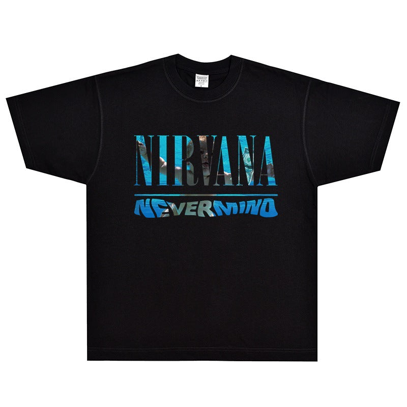 Nirvana  T-shirt Rock American Retro Street Loose High Street Small Neckline Vintage Short Sleeve