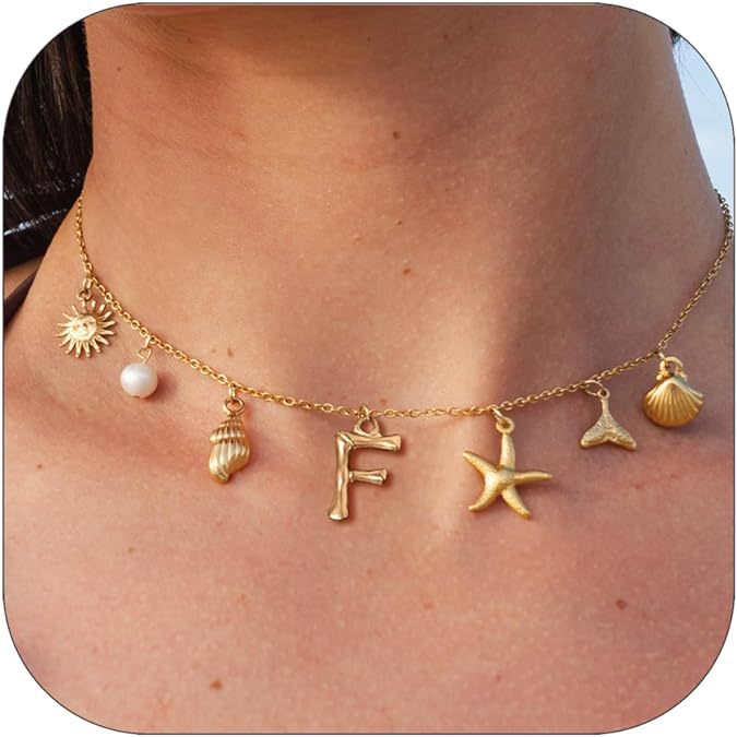 Summer Beach Shell 14k Starfish Surfing Clavicle Chain Fashion Bohemian Pendant Chain