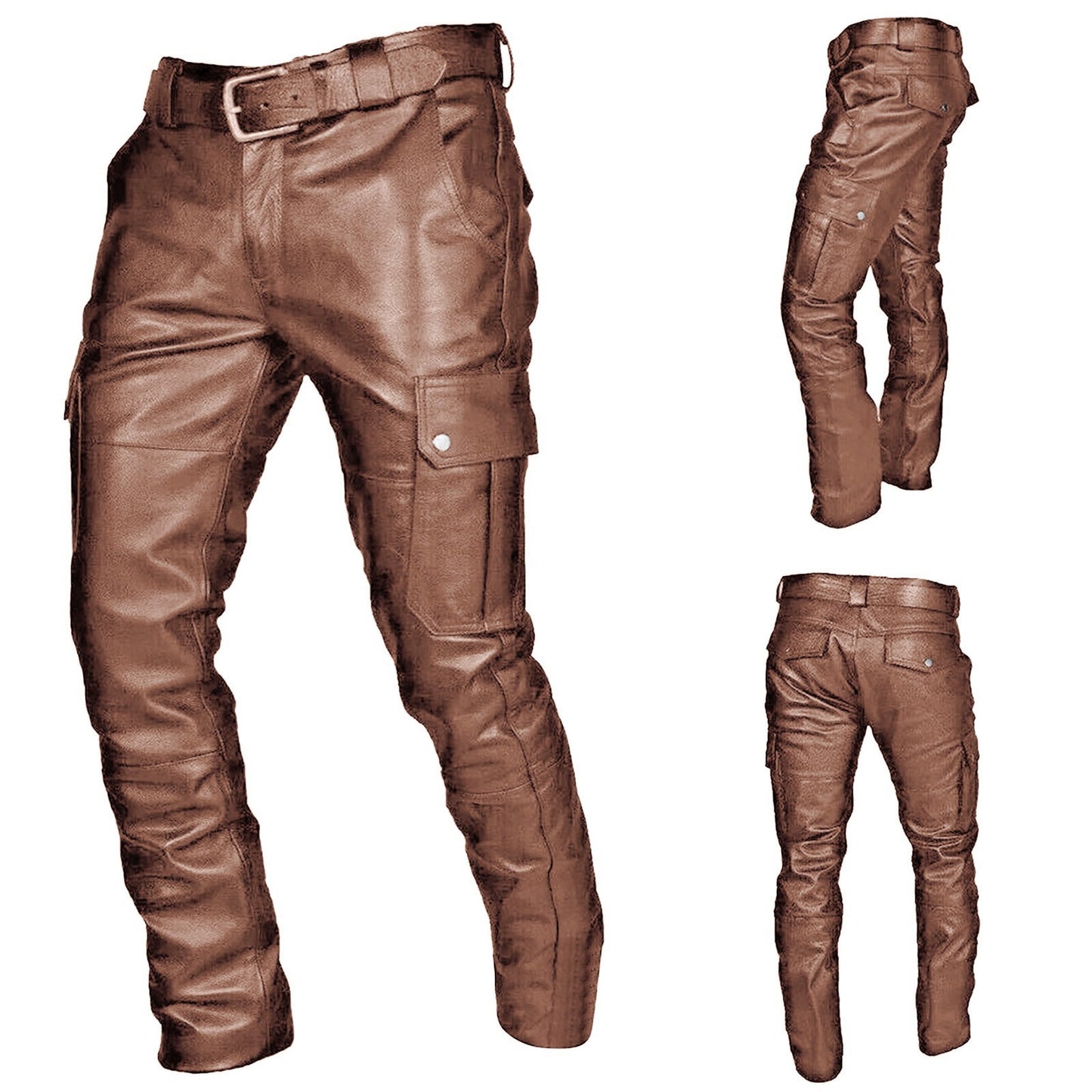 Men Punk Retro Gothic Leather Pants