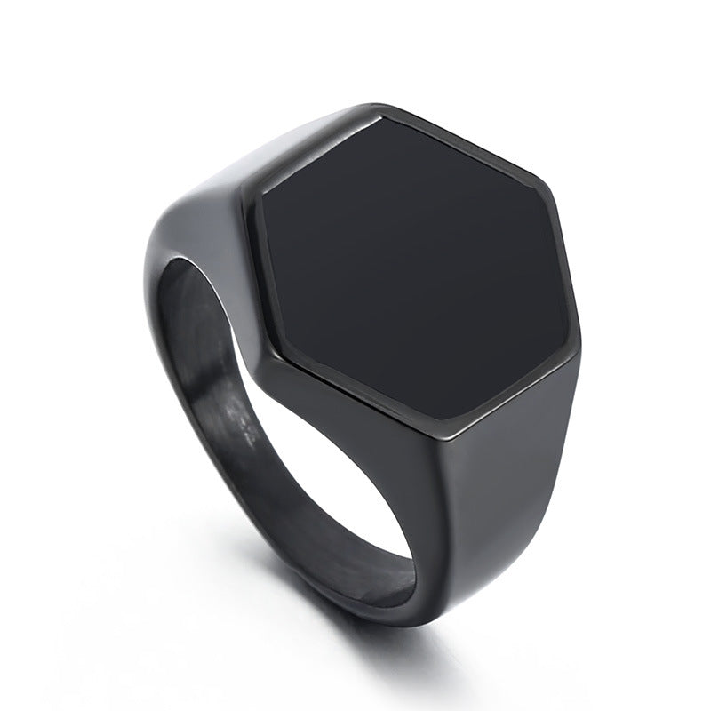 Stainless Steel Shiny Black Ring