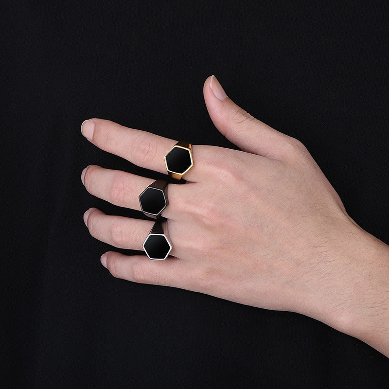 Stainless Steel Shiny Black Ring