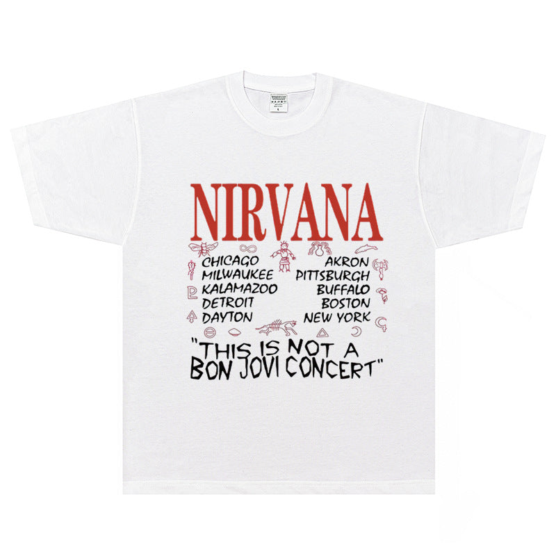 Nirvana  T-shirt Rock American Retro Street Loose High Street Small Neckline Vintage Short Sleeve