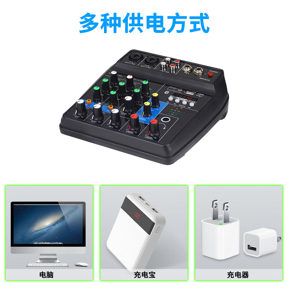 4-way Mixer With MP3 Bluetooth /Recording Live USB Mixer