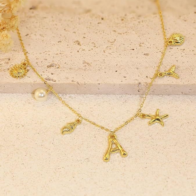 Summer Beach Shell 14k Starfish Surfing Clavicle Chain Fashion Bohemian Pendant Chain