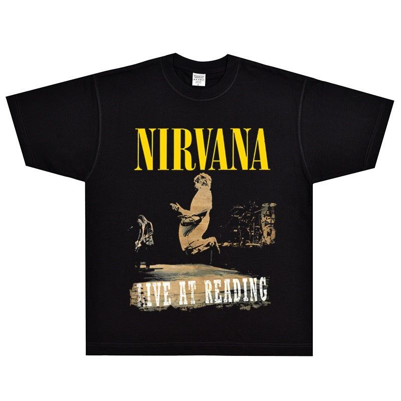 Nirvana  T-shirt Rock American Retro Street Loose High Street Small Neckline Vintage Short Sleeve