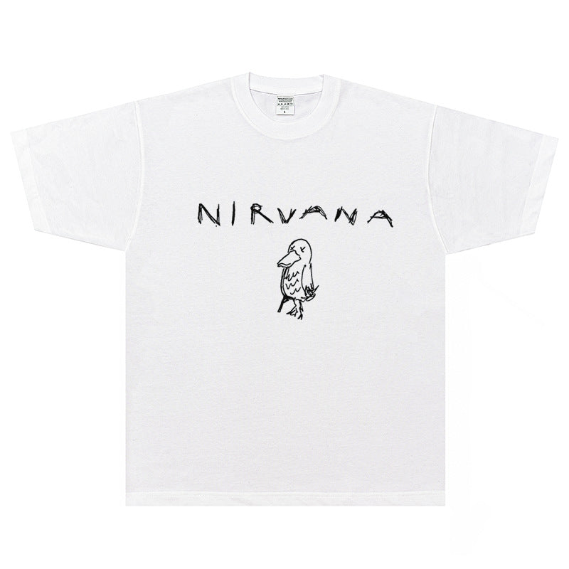 Nirvana  T-shirt Rock American Retro Street Loose High Street Small Neckline Vintage Short Sleeve