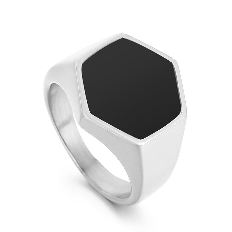 Stainless Steel Shiny Black Ring