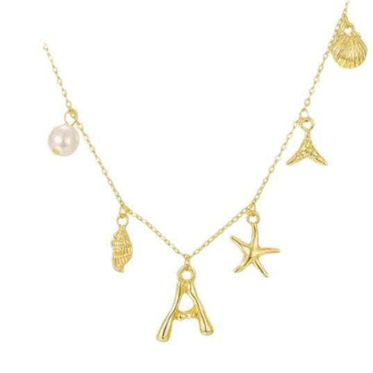 Summer Beach Shell 14k Starfish Surfing Clavicle Chain Fashion Bohemian Pendant Chain