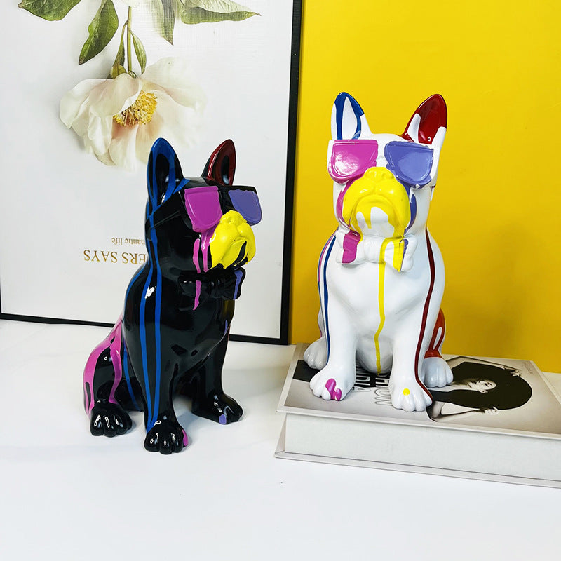 Nordic Style Spectacle Bulldog Resin Crafts Ornaments