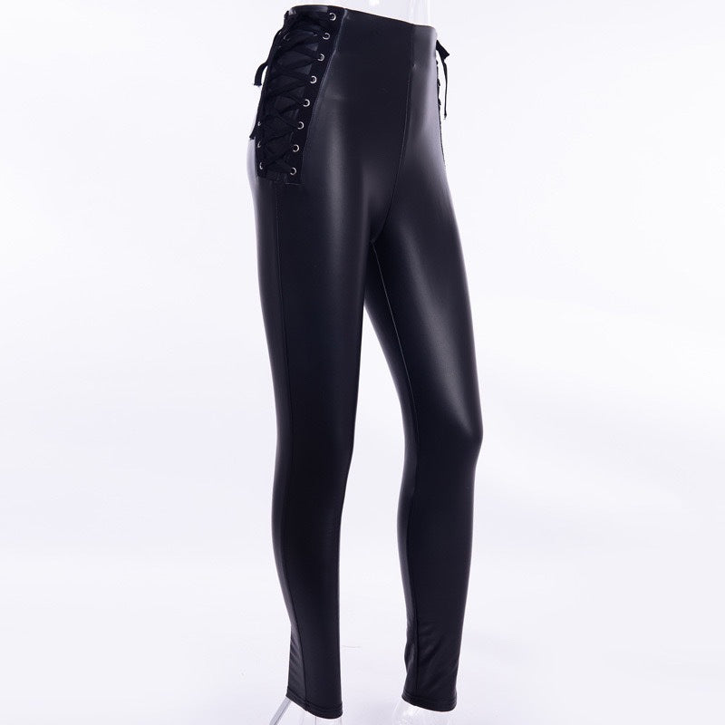 Pencil Pants Women High Waist Leather Pants